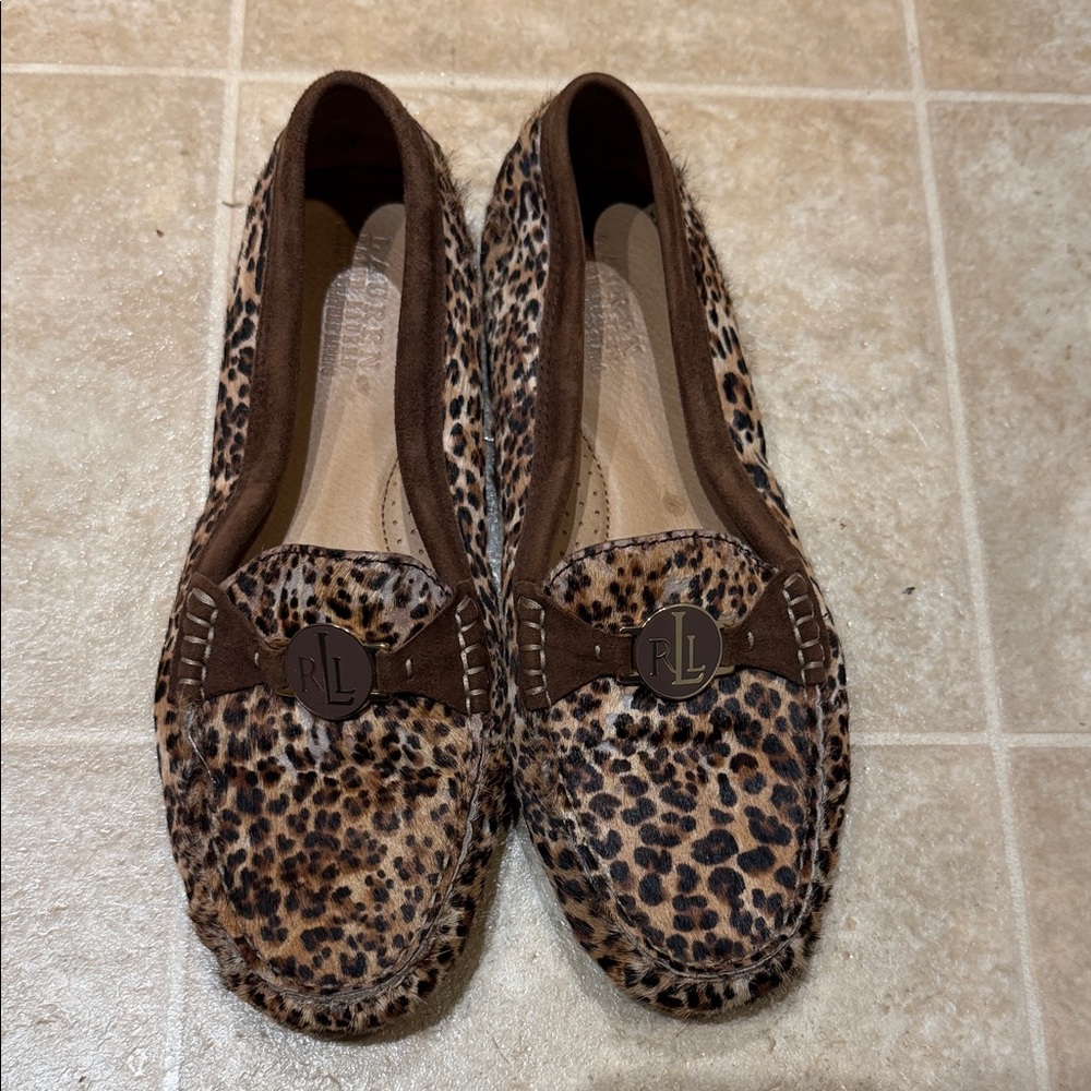 Ralph Lauren Animal Print Moccasins - Brown